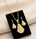 Conjunto virgen del Rocío niña, pendientes y gargantilla ,acero 316 L chapado oro 18k