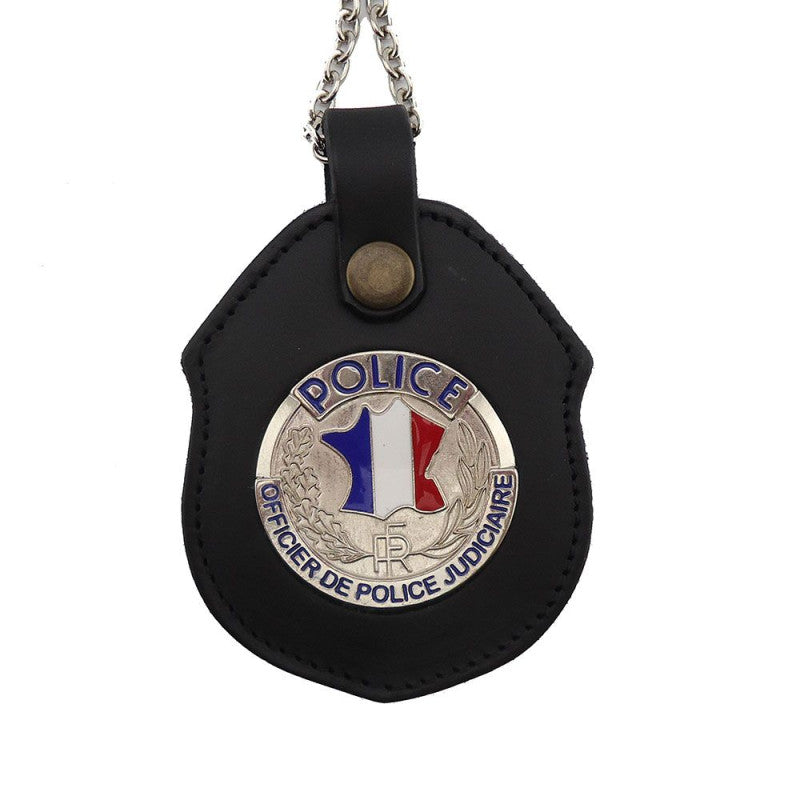 Porte insigne cuir Police Judiciaire (insigne inclus)