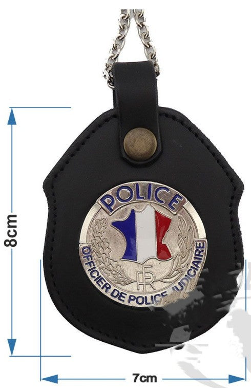 Porte insigne cuir Police Judiciaire (insigne inclus)